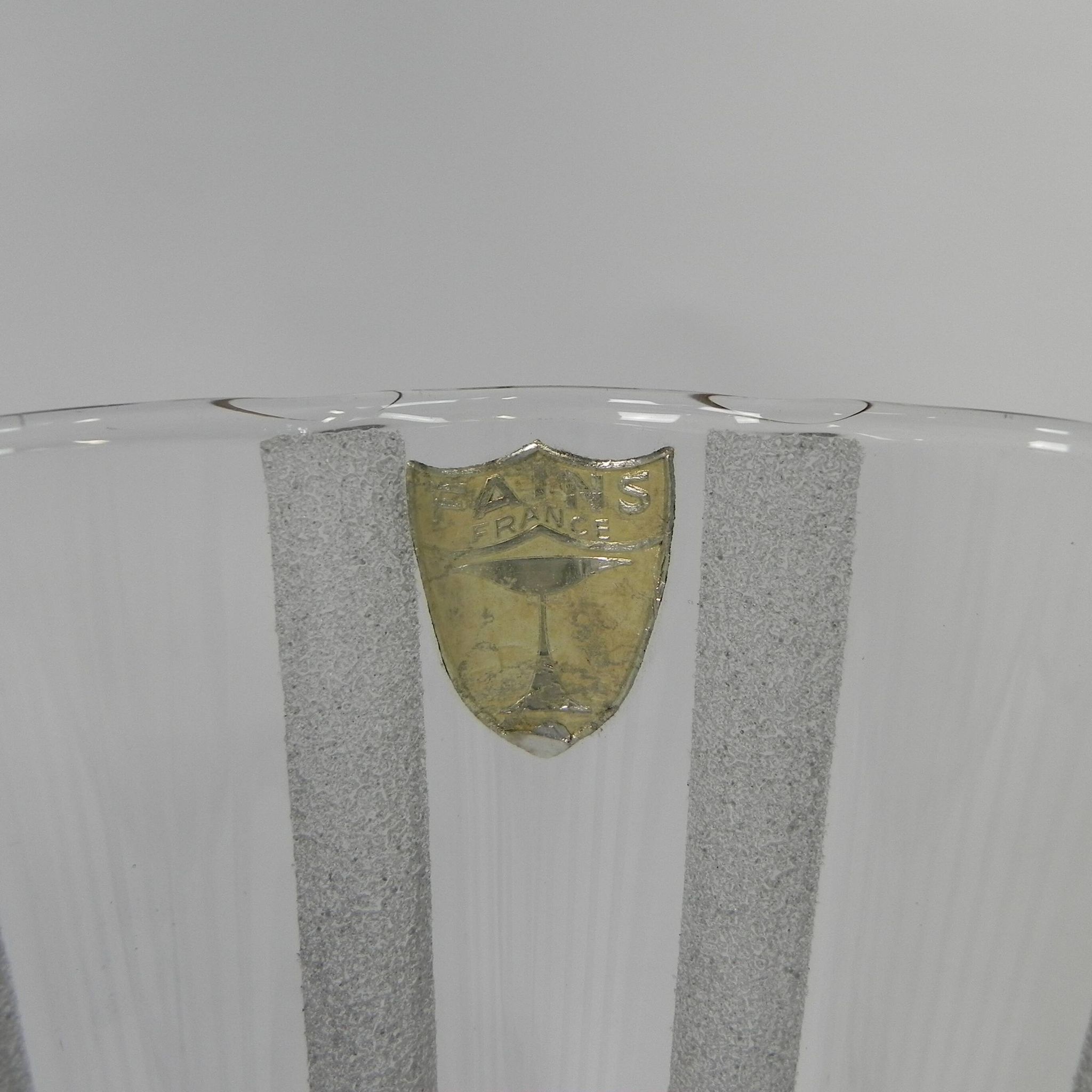 Vase with 12 vertical ribs in frosted glass, Verrerie de Fains, 1950s