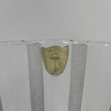 Vase with 12 vertical ribs in frosted glass, Verrerie de Fains, 1950s