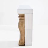 Manteau de cheminée Maison Jansen acier brossé pierre de taille 1968