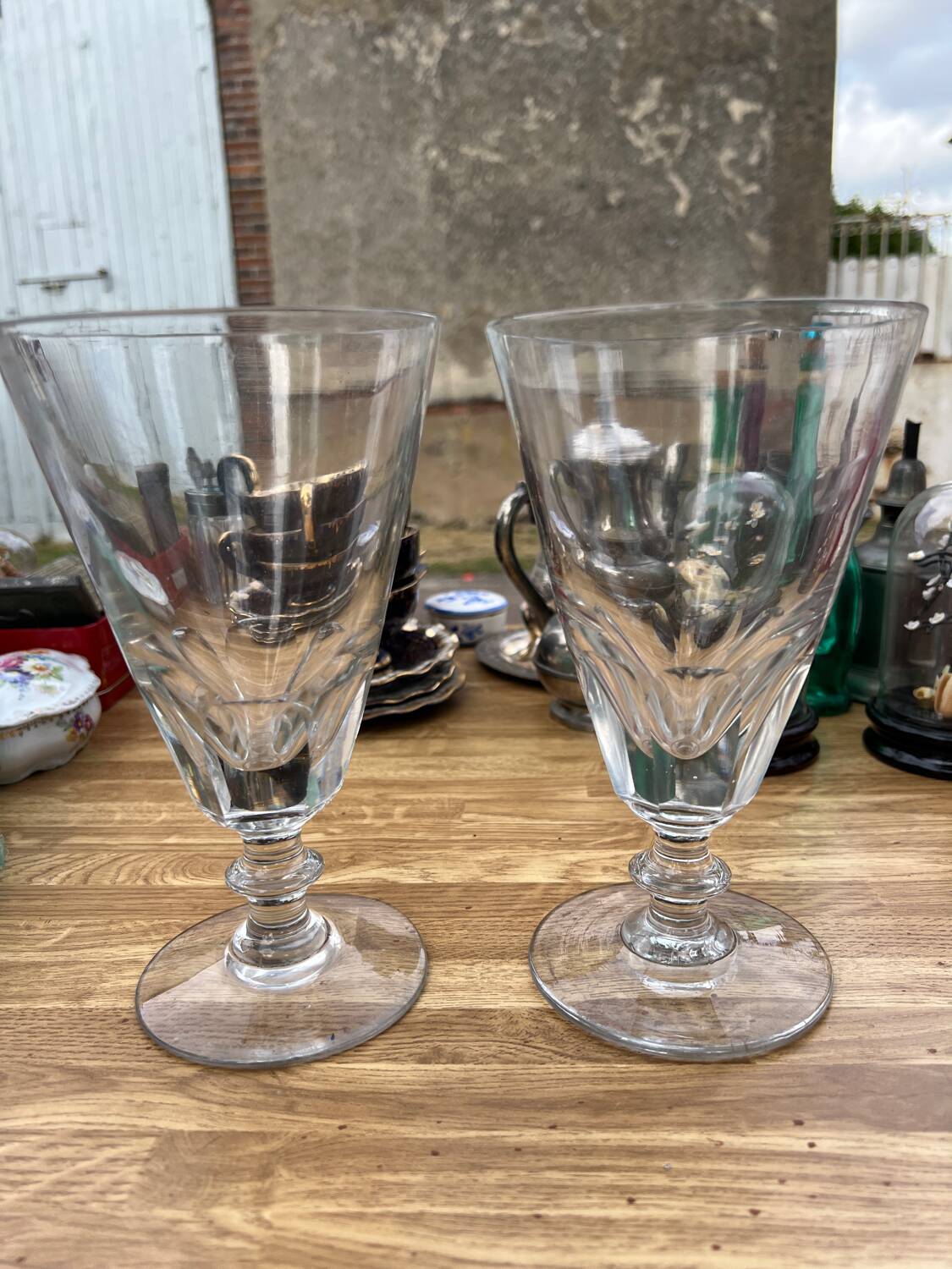 Set - 2 Large thick glass absinthe glasses