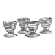 Set of 4 designer egg cups in shiny silver metal