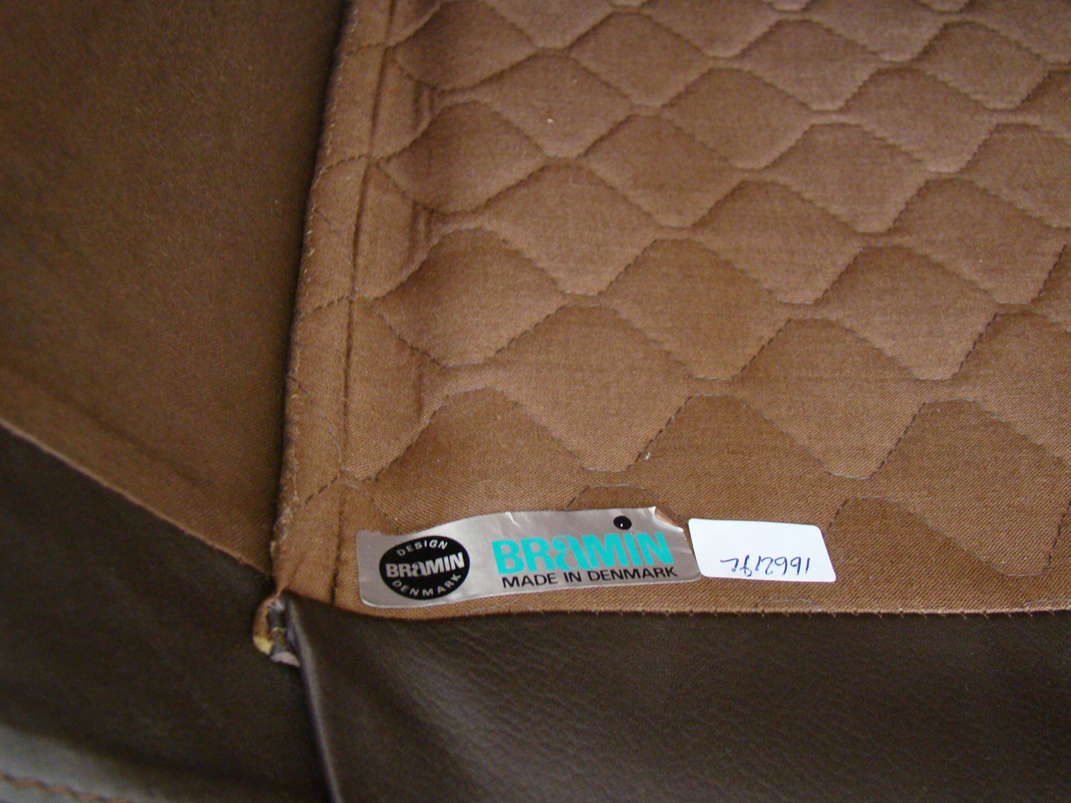 Pair of vintage Danish design brown leather swivel chairs by Bramin