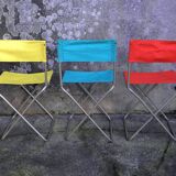 Set of three fabric folding chairs