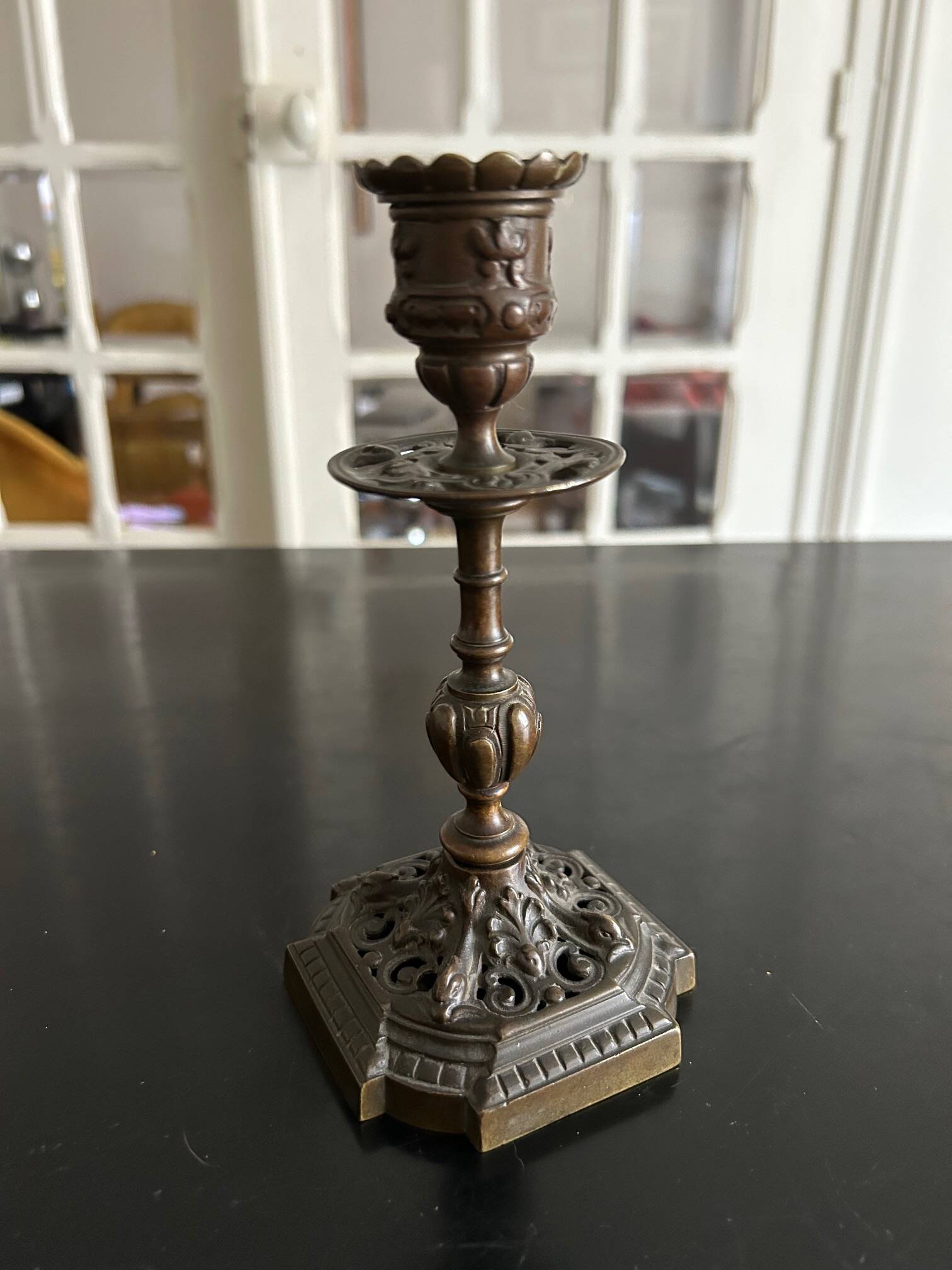 19th century bronze candle holder