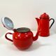 Red enamelled teapot 1 liter from the 70s