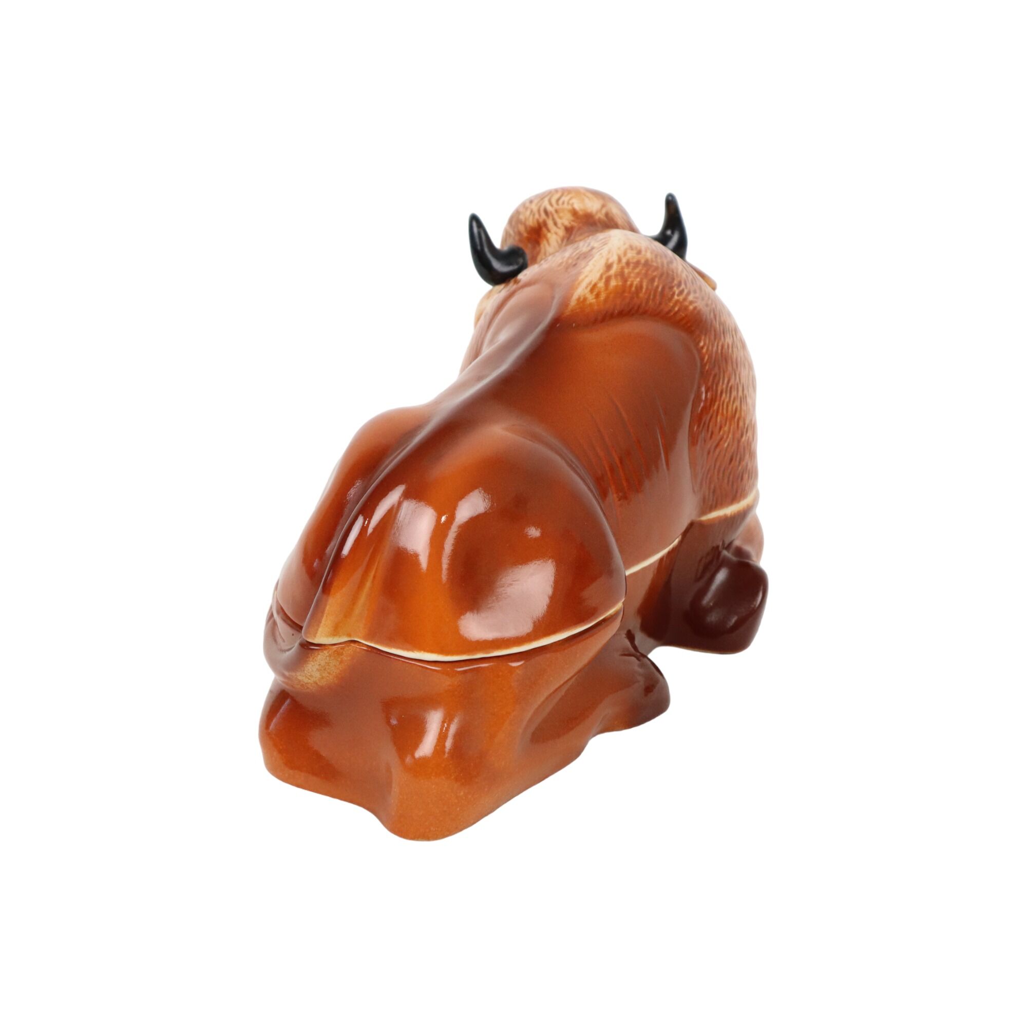 Sixties michel caugant bison tureen pâté mold glazed earthenware 25cm