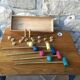 Old wooden lounge croquet game in its box