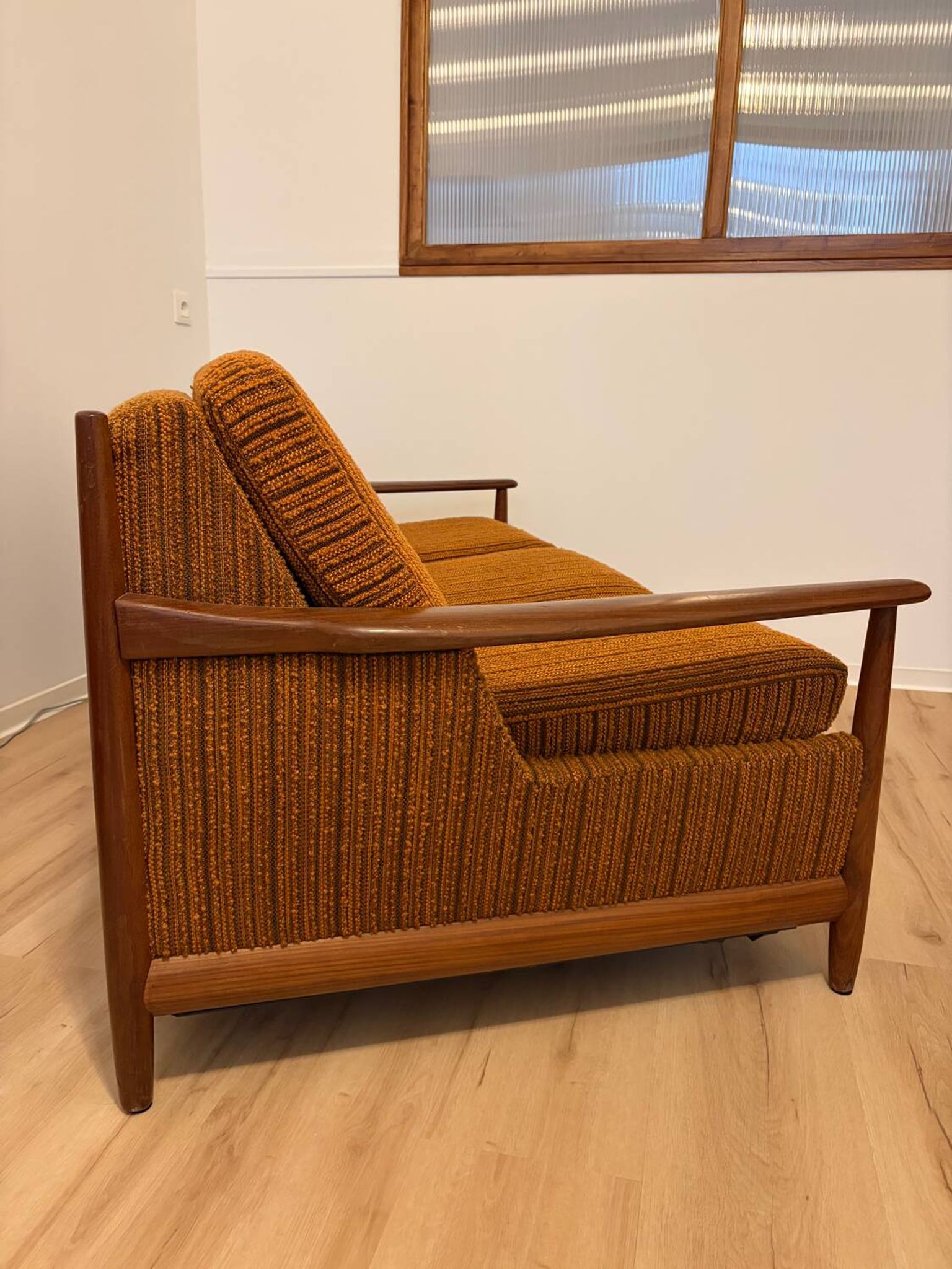 Scandinavian convertible sofa in teak by Grete Jalk, 1960s.