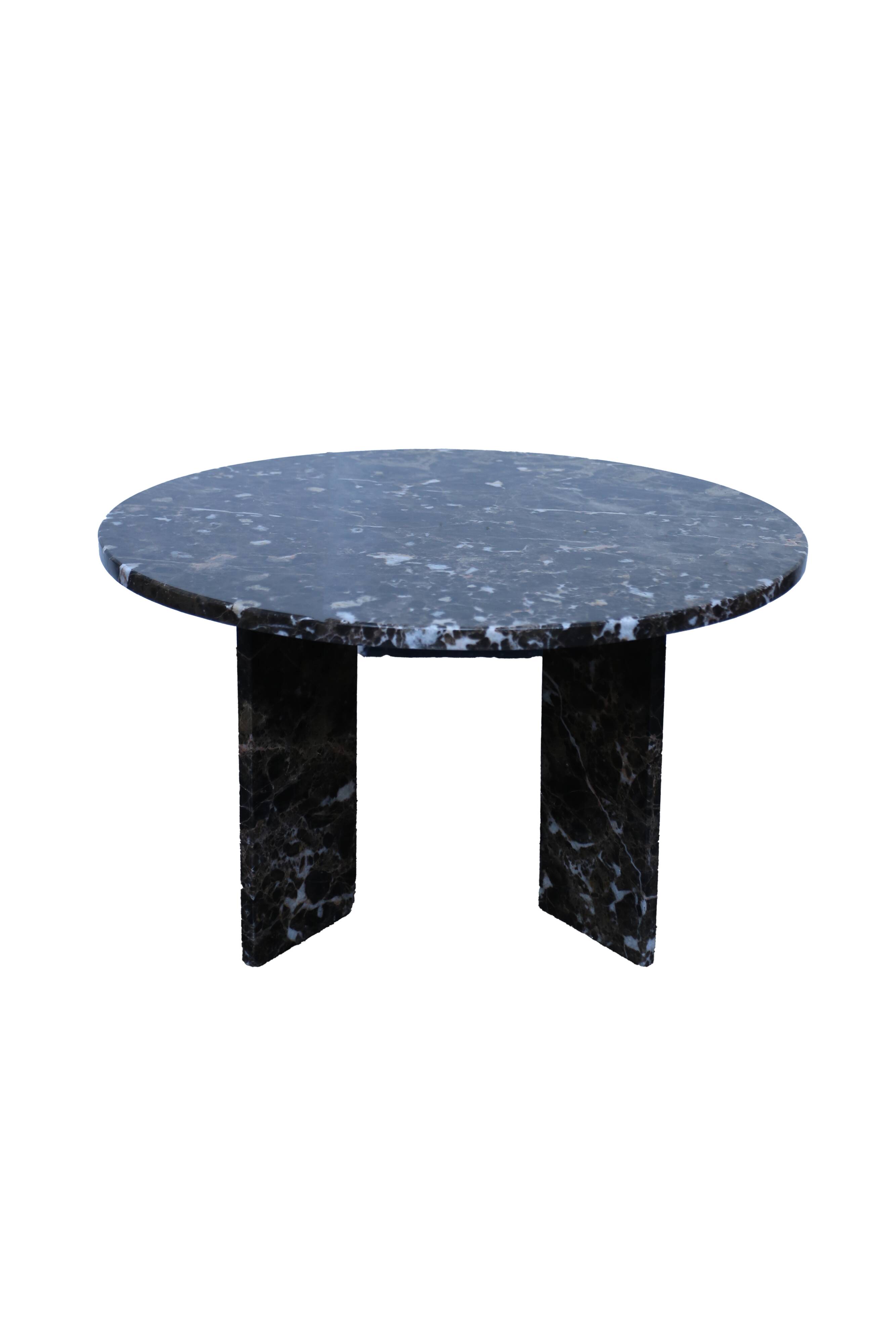 Round brown marble table