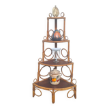 Bibliothèque étagère angle rotin bambou vintage 1960 (peacock / Emmanuelle)