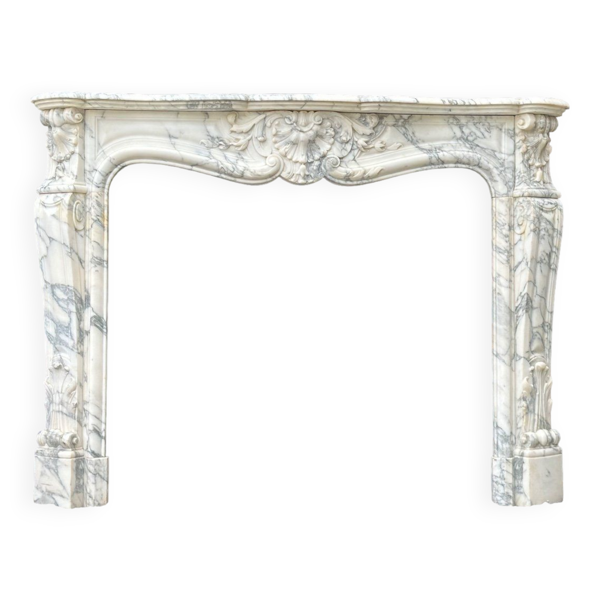 Louis XV style fireplace in arabescato marble circa 1880