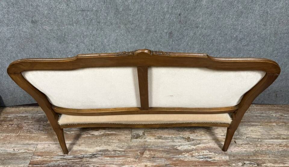 Louis XV style bench in molded and carved wood circa 1900