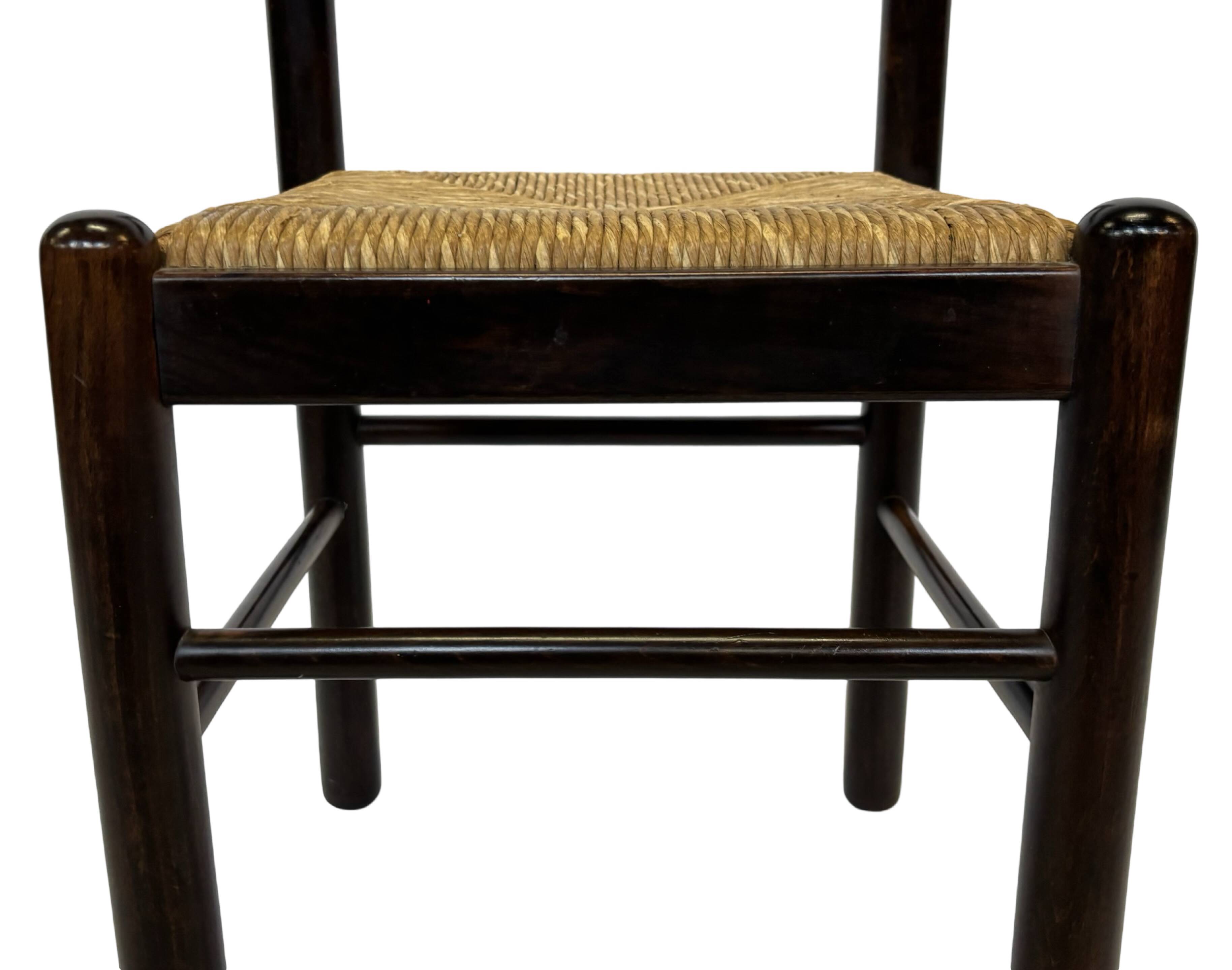 Set of 4 dark brown wooden chairs 70s minimalist design