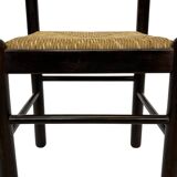 Set of 4 dark brown wooden chairs 70s minimalist design