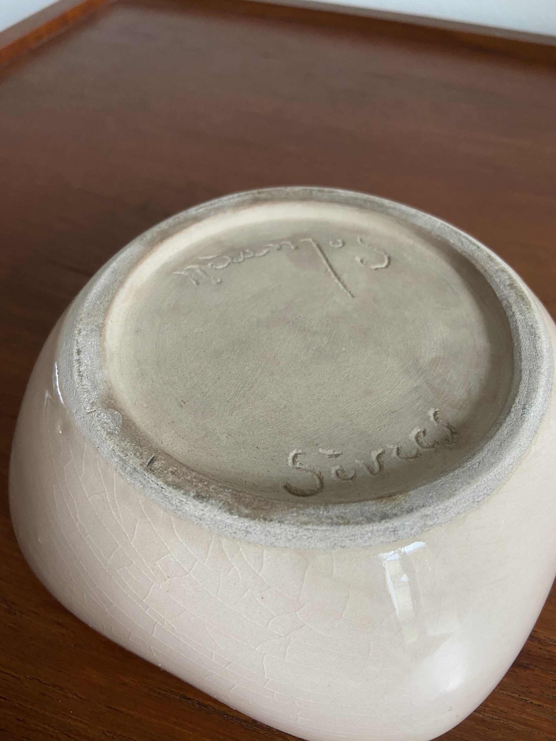 Ceramic empty pocket cup from the Keramos workshop in Sèvres, circa 1950