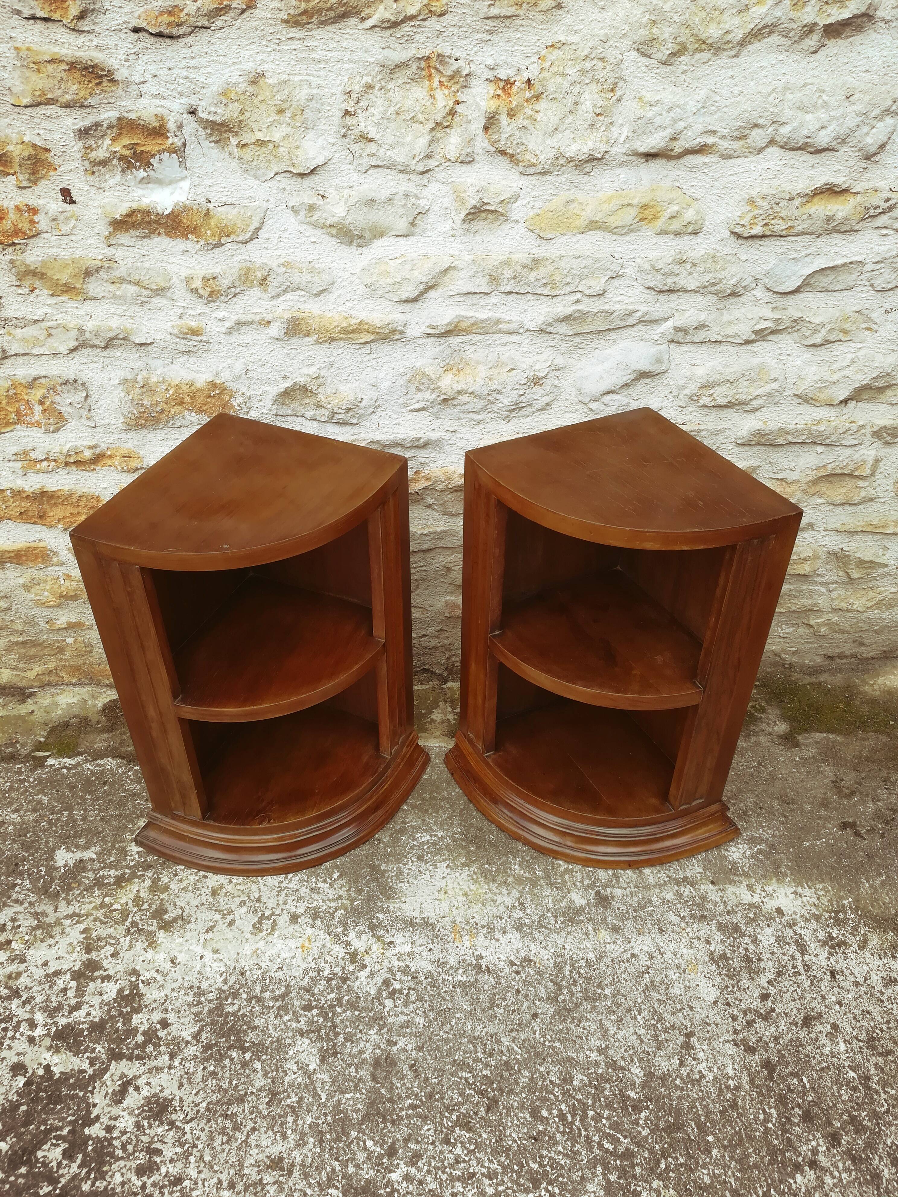 Two bedside tables in walnut