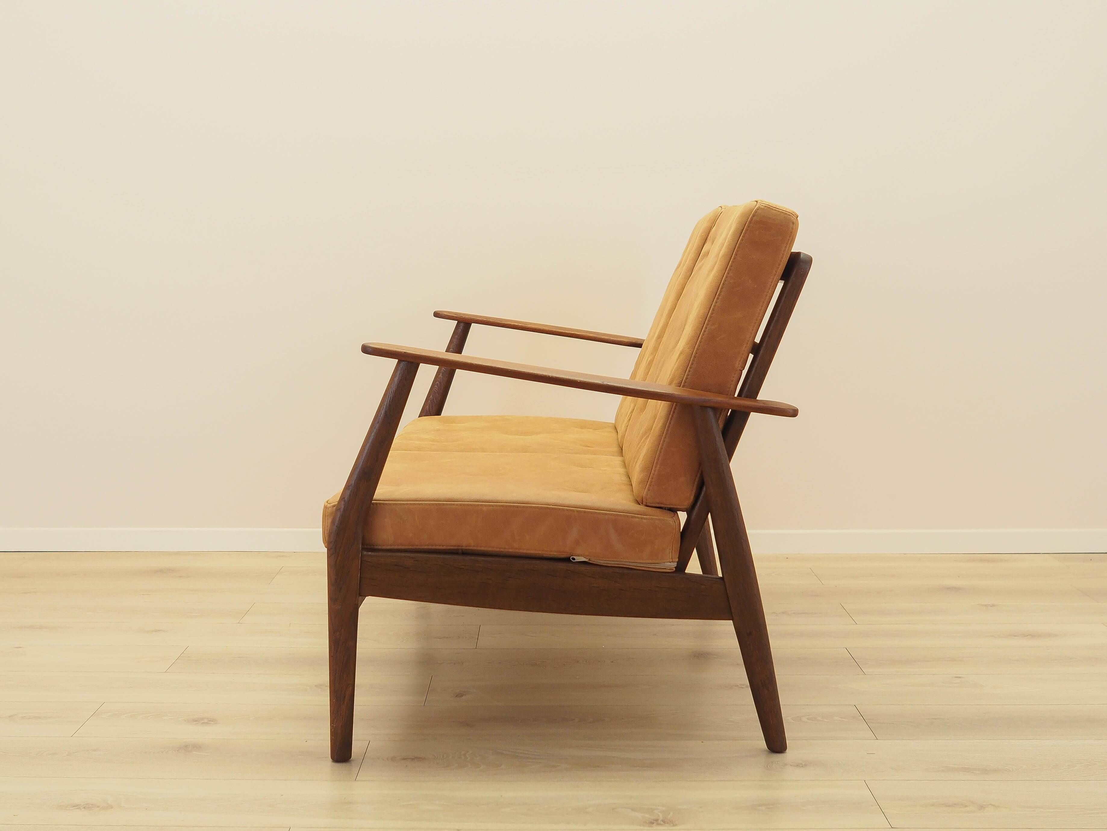 Danish oak sofa with leather upholstery, 1960s