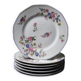 7 assiettes à dessert Bernardaud en porcelaine de Limoges décor floral, années 20-50