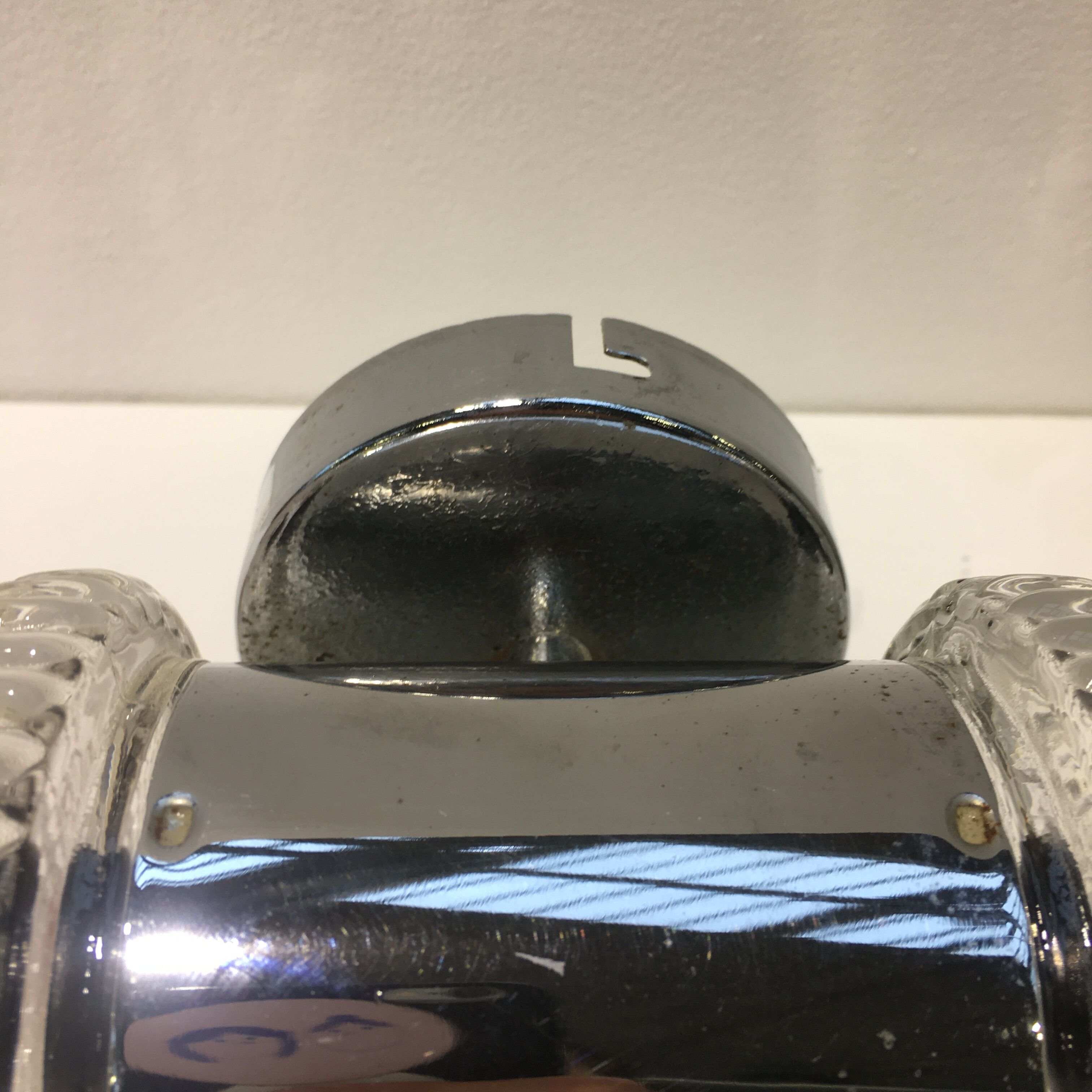 Wall lamp double lights chrome and glass 70s