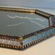 Octagonal Faceted Mirror with Brass Garlands — French Work, Glass
