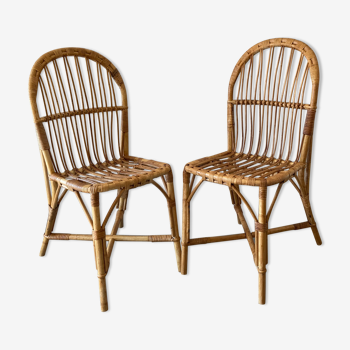 Paire de chaises en rotin vintage