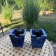 Set of two hanging pots in blue glazed ceramic.