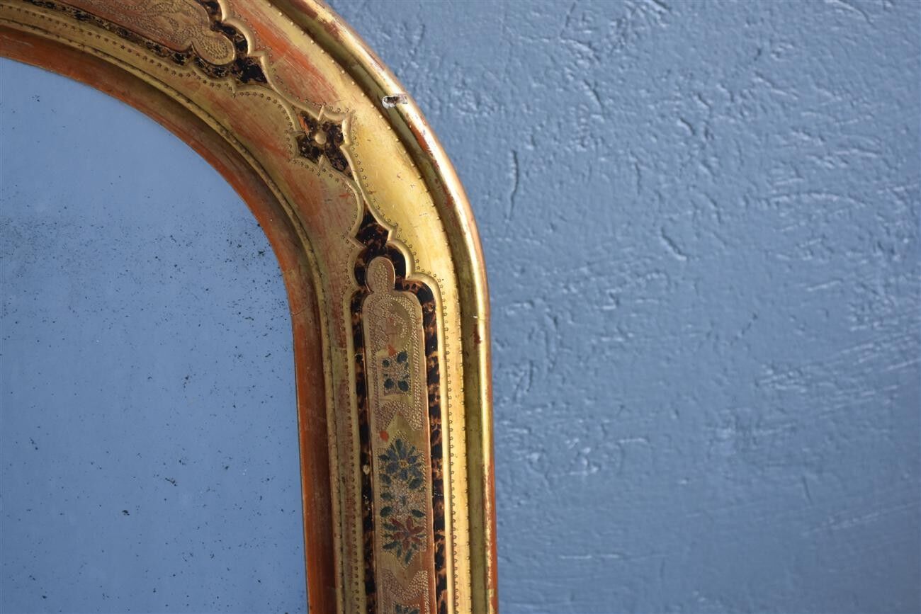 Mirror in wood and gilded stucco and polychrome Napoleon III 95x130cm