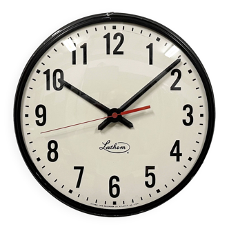 Vintage Black School Wall Clock from Lathem, 1980s