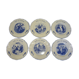 6 assiettes à dessert Lunéville thème marin