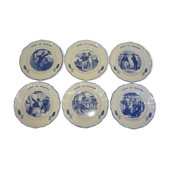 6 dessert plates Lunéville marine theme