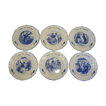 6 dessert plates Lunéville marine theme