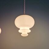 Scandinavian pendant light in white opaline (2 available), 1960