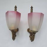 Pair of Art Deco pink wall sconces