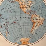 Old physical world map from 1945