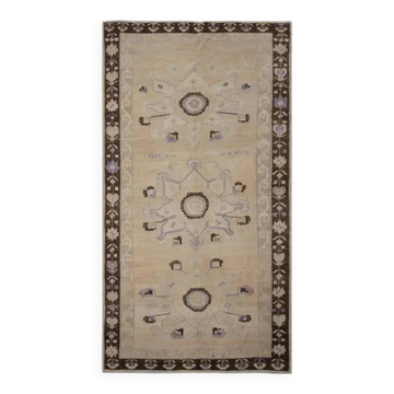 Tapis turc fait main en laine orange surdimensionné 175x330 des années 1970
