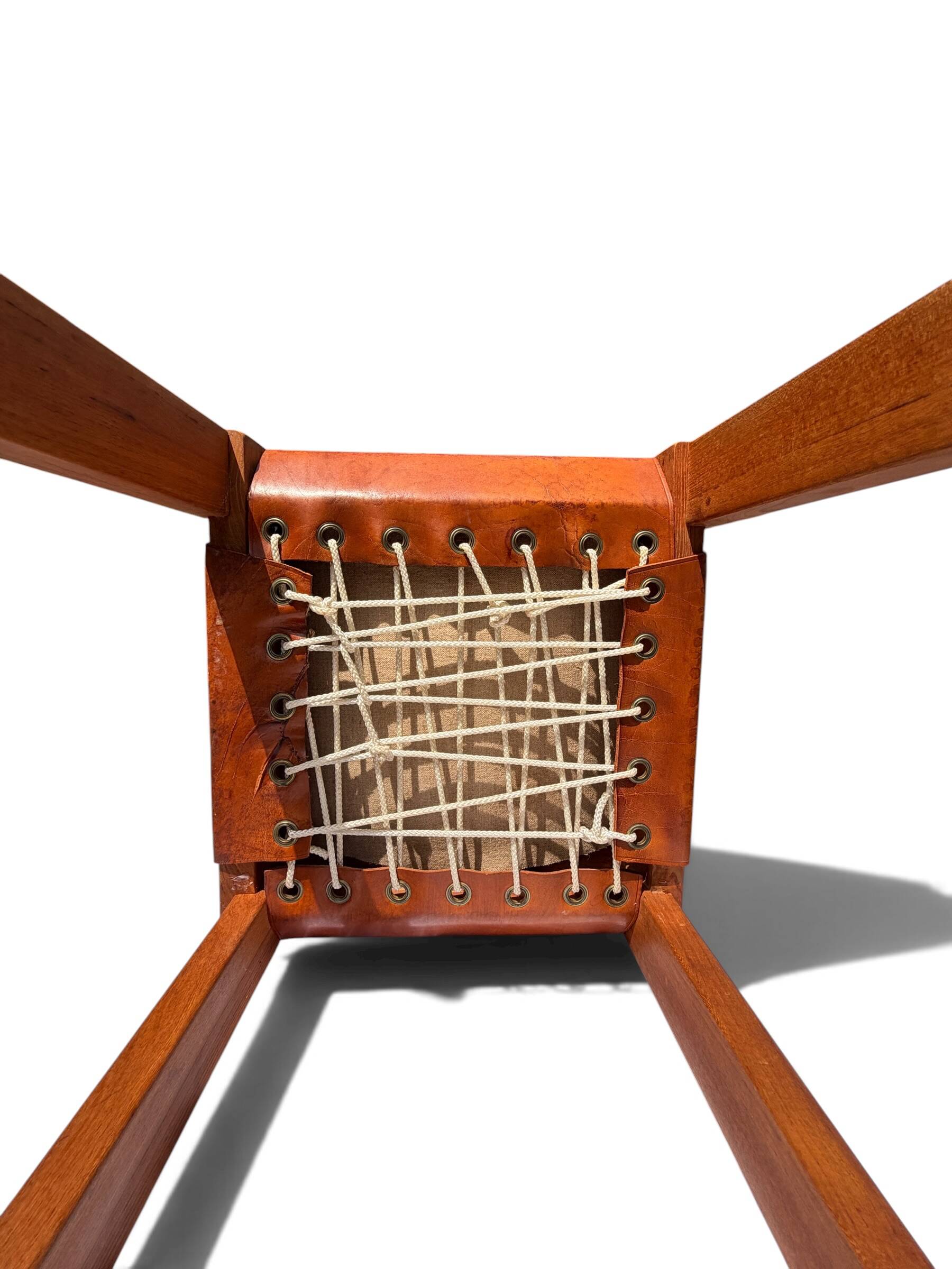 Chair S24 Pierre Chapo - Solid Elm & Cognac Leather Brutalist