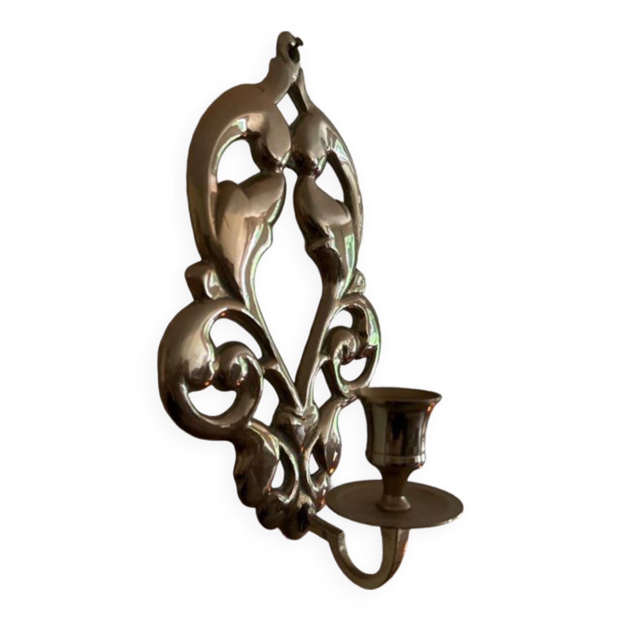 Antique brass wall candle holder