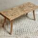 Banc de table d'abattage de table d'appoint antique en bois de hêtre et de châtaignier