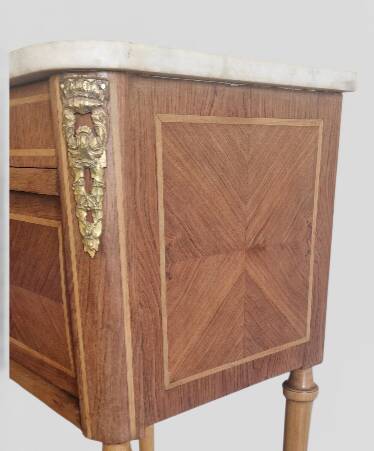 Louis XVI style side table - Marquetry wood and gilded bronze