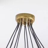 Contemporary 10-light chandelier or pendant light, brass and black lacquer