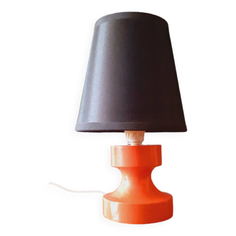 60s/70s lamp in red/orange lacquered wood