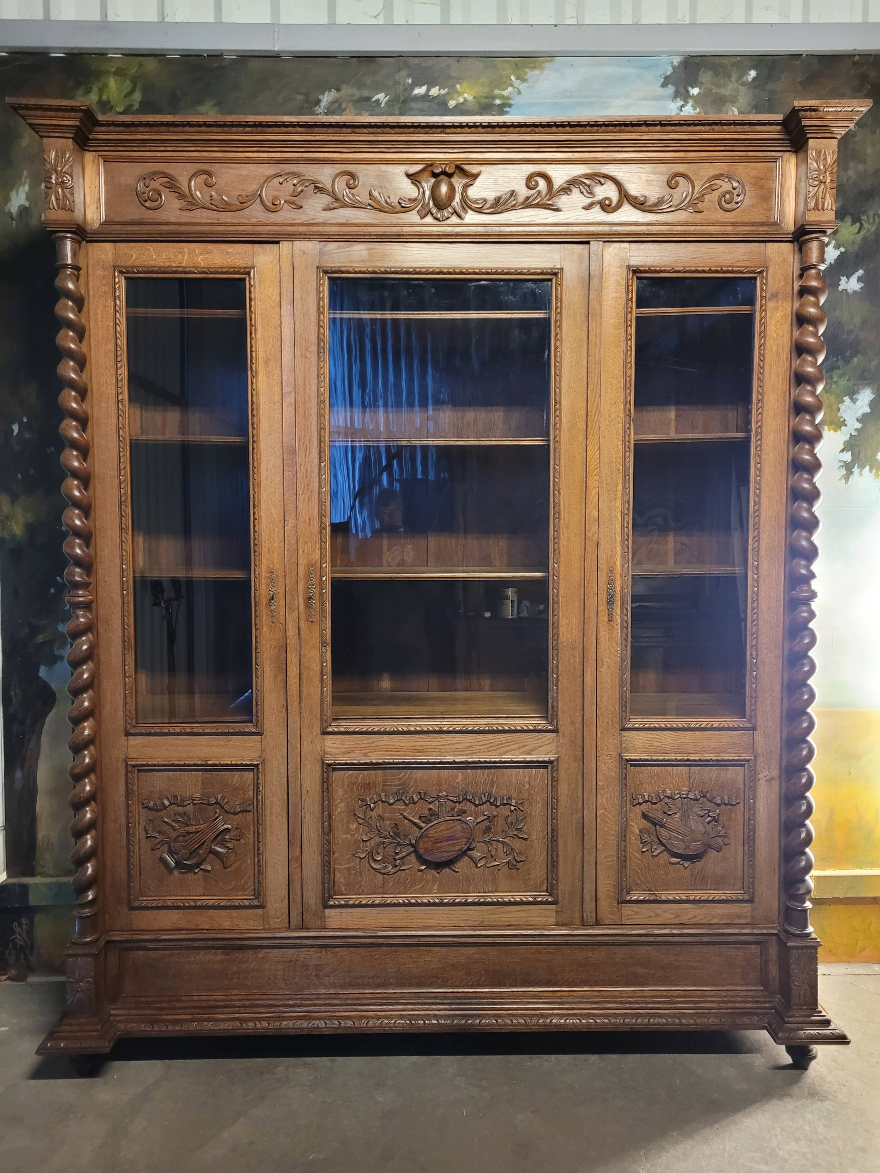 Large solid oak library