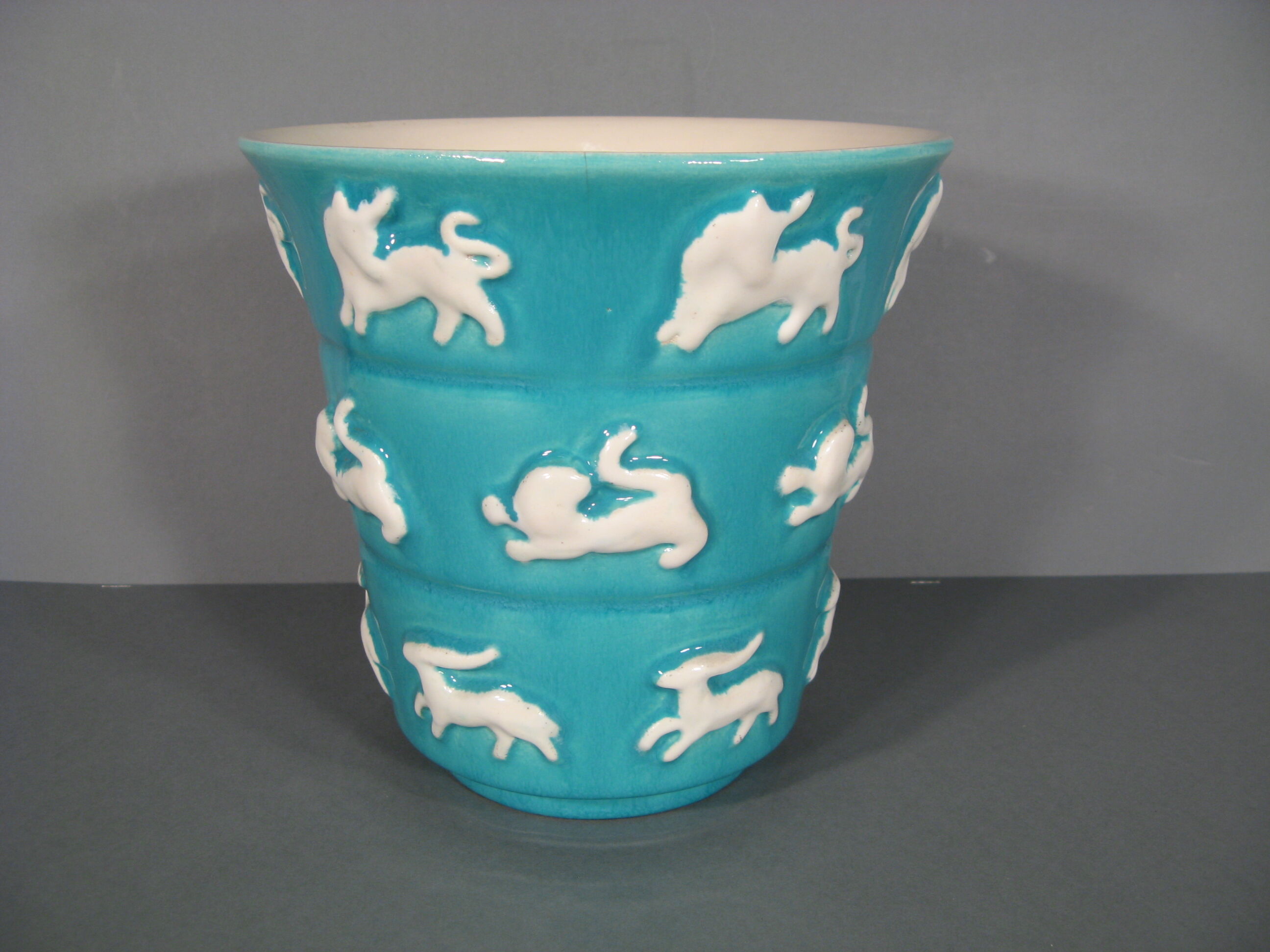 Old vintage ceramic vase 1960s décor signs of the zodiac astrology