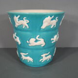 Old vintage ceramic vase 1960s décor signs of the zodiac astrology