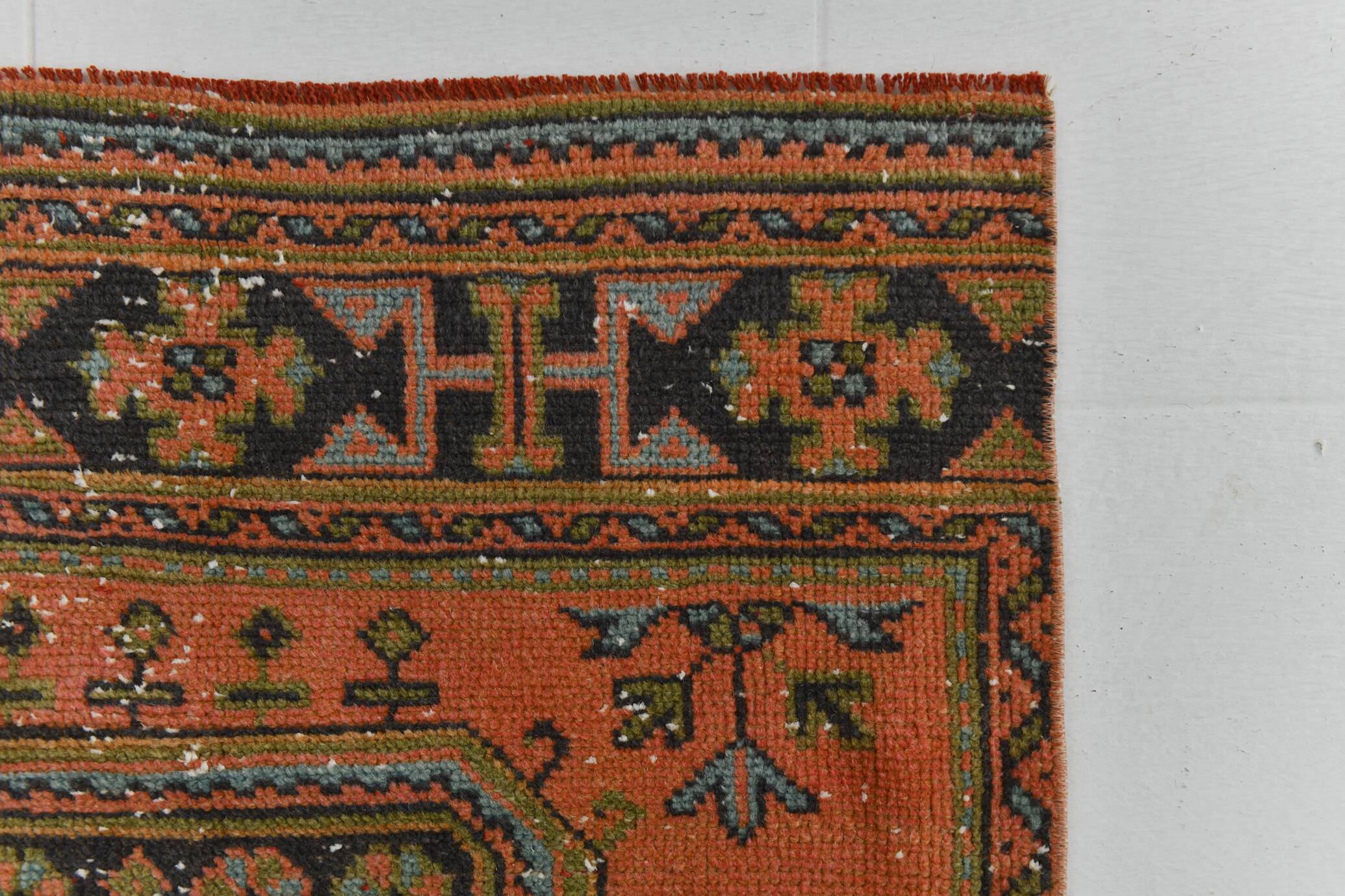 3x11 Vintage Terracotta Oriental Pattern Turkish Runner Rug, 89x342Cm