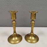 A set of vintage brass candlesticks. Denmark 1960-70s.