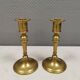 A set of vintage brass candlesticks. Denmark 1960-70s.