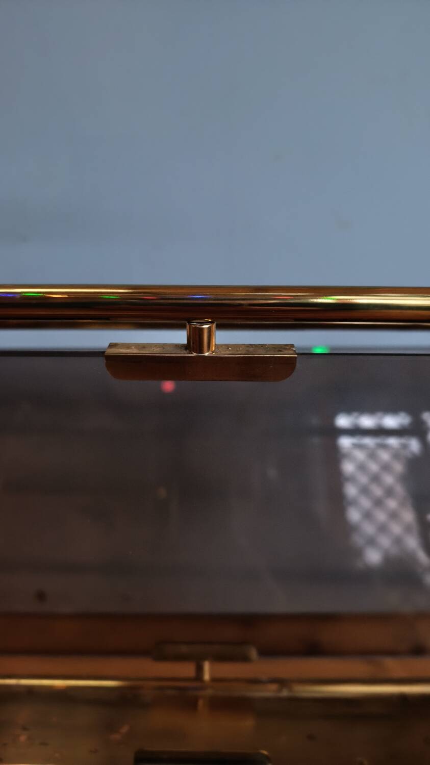 Vintage brass and smoked glass magazine rack - Maison Jansen style - 1970