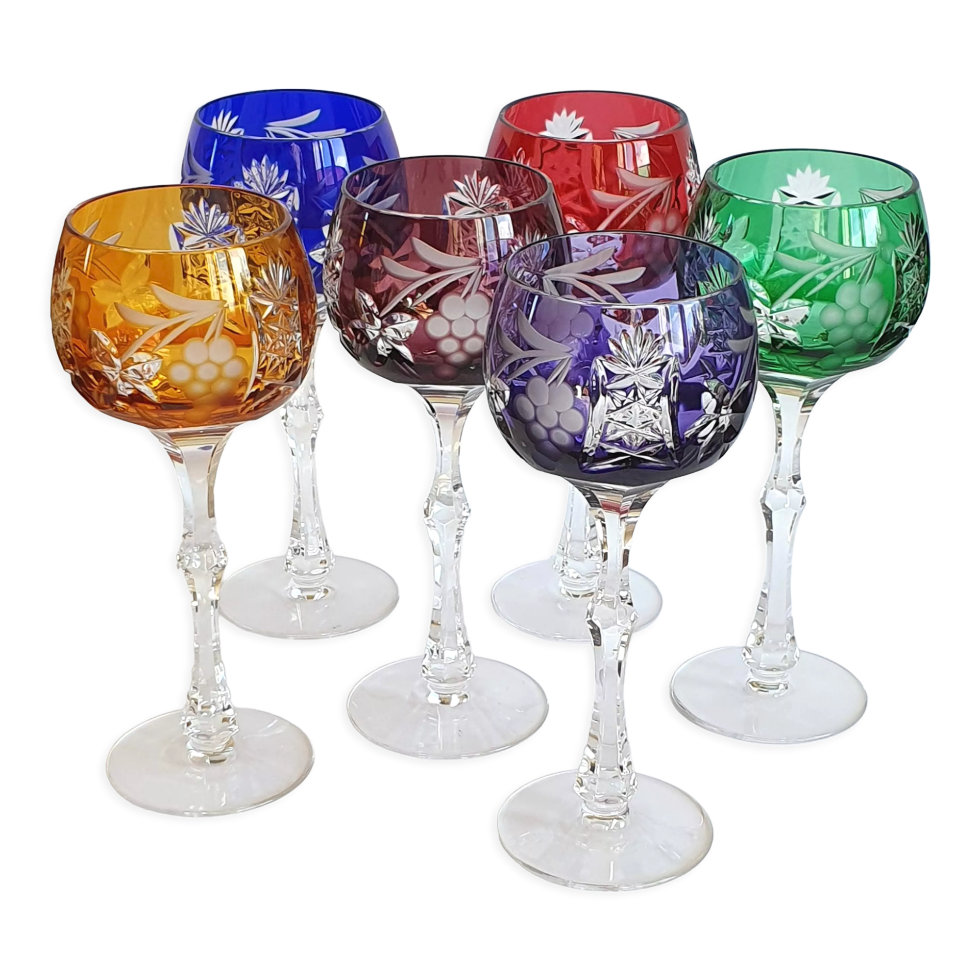 Coloured glasses from the Etzel crystal factory in Bitche Saint Louis