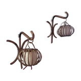 Vintage rattan wall lamps 60s, sold by 2